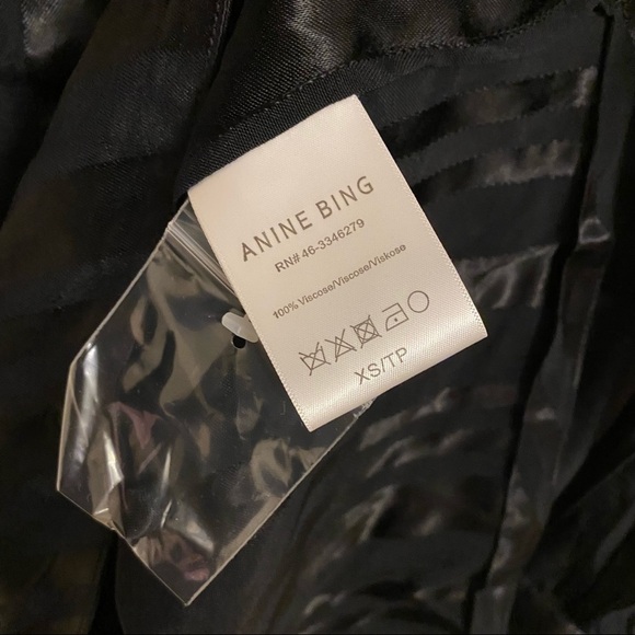 Anine Bing | Penelope Striped Satin Jacquard Mini Wrap Dress Size XS NEW Black - Picture 9 of 14